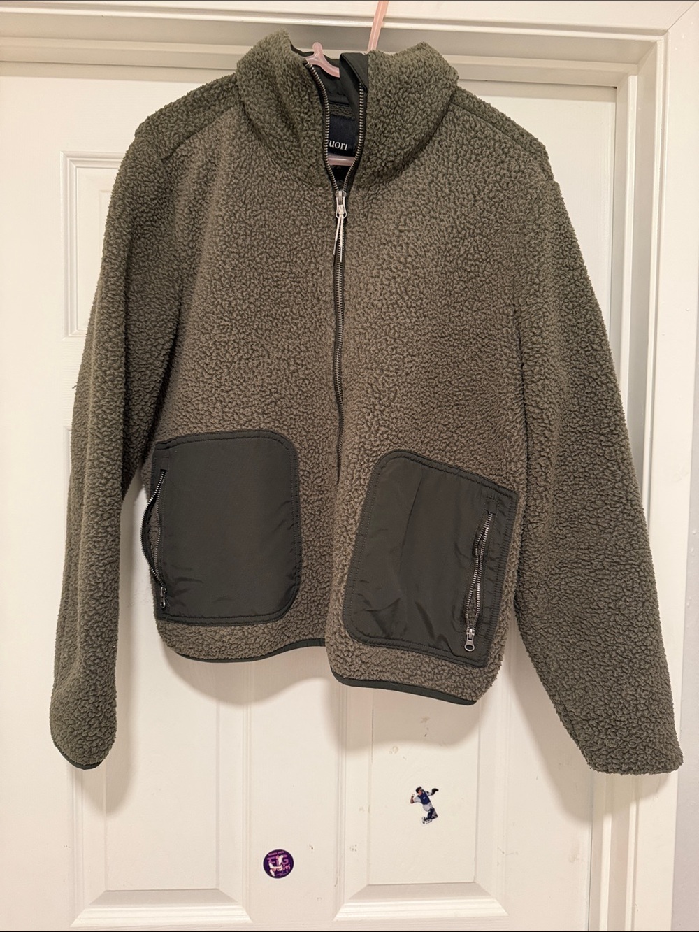 Vuori women’s Olive Green Sherpa Fleece Zip Jacket